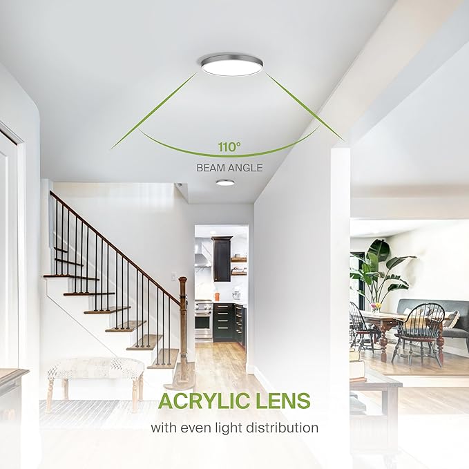 ASD LED 9" Round Flush Mount Ceiling Light Fixture, Low Profile Surface Lighting | 5CCT, Dimmable, Ultra-Thin, ETL Listed | 18W 1660LM 2700-6000K 120V | Kitchen, Hallway Lamp | Nickel, 12 Pack