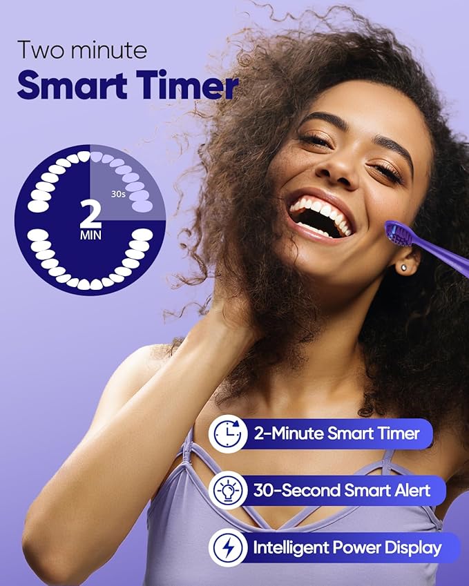 MySmile DY156 Electric Toothbrush for Adults, Rechargeable Sonic Battery Toothbrush Portable with 3 Brush Heads, 2 Mins 5 Modes Smart Timer, 45000VPM, One Charge for 60 Days