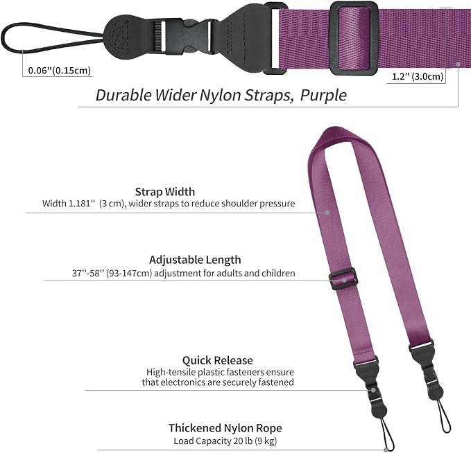 FIEIL Adjustable Shoulder Strap, Nylon Camera Strap, Comfortable Neck Strap - Image 5