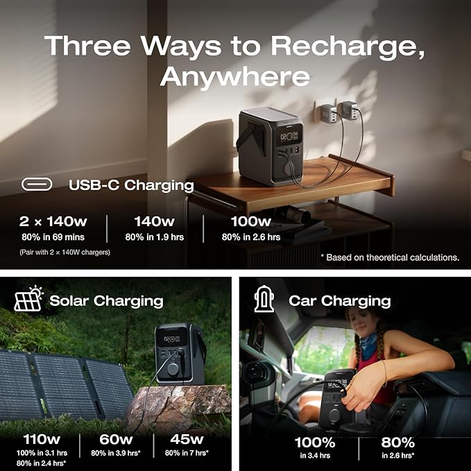 EF ECOFLOW TRAIL 300 DC Power Bank Station, 288Wh Outdoor Portable Power Station, LiFePO4 Battery, 300W DC Output, Compact Solar Generator for Camping, Travel, and Emergency Power