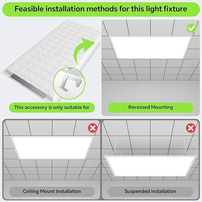SLAclite 4 Pack 2x4 LED Flat Panel Light 50/40/35/30/25W 6500lm Adjustable, 0-10V Dimmable LED Flush Mount Ceiling Light Fixtures, 2.7K/3K/3.5K/4K/5K Selectable for Office Kitchen Garage - ETL Listed