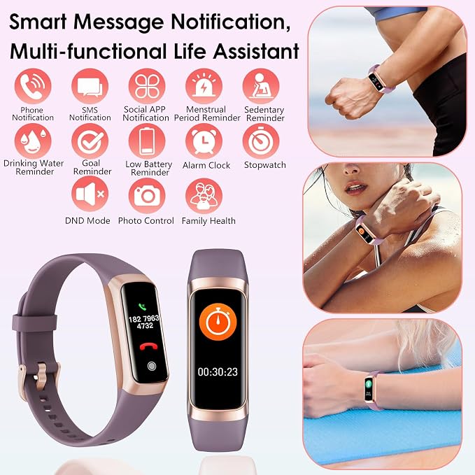 Fitness Tracker, 24/7 Heart Rate Blood Oxygen Blood Pressure Body Temp Monitor - Image 5