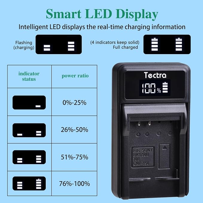 Tectra 2-Pack Li-50B D-LI92 Battery and LED USB Charger Compatible - Image 5