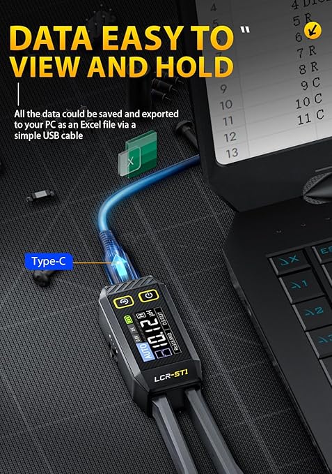 FNRSI Upgraded Version LCR-ST1 Mini Smart LCR Meter, SMD Tester, ESR Meter - 100Hz, 1kHz, and 10kHz Resistance Capacitance Inductance Continuity Diodes Measurement Tool