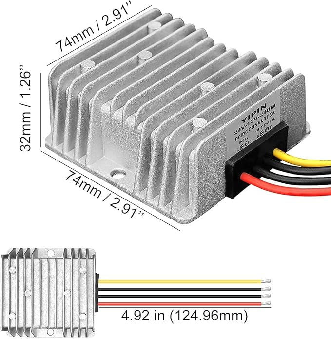 DC/DC Converter Regulator 24V Step Down to 12V 20A 240W Low Voltage Reducer Buck Transformer Waterproof Golf cart Club car