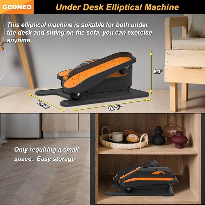 Under Desk Elliptical Machine, Electric Elliptical Exerciser for Senior, Quiet & Small Electric Seated Pedal Exerciser for Home with Display Monitor, Remote Control & 12 Adjustable Speeds