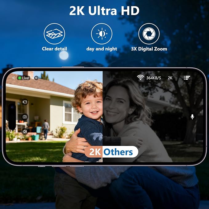 2K Security Camera Wireless Outdoor, Solar Powered WiFi Cameras - Image 5