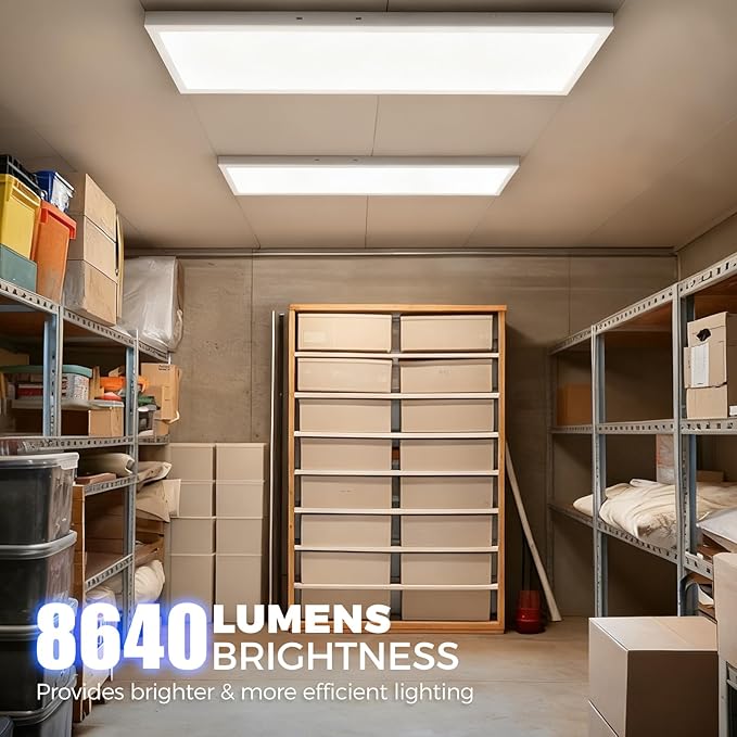 Barrina 1x4 LED Flat Panel Light, 8640LM 72W, 0-10V Dimmable, Brightness & 5CCT 3000K-6000K Selectable 4FT LED Shop Light, Ceiling Drop Mount Lights for Kitchen, Garage, Office, Laundry, 2 Packs