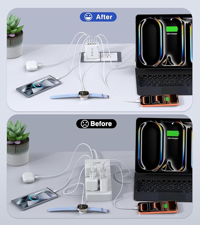 60W USB C Charger Block, 2-Pack Wall Fast Charge Cube Powered Multi-Port Plug Power Adapter Type C Brick for iPhone 17 16 15/15 Pro Max/14/14 Pro Max/13/13 Pro Max/12/12 Pro iPad, Motorola, LG, Huawei