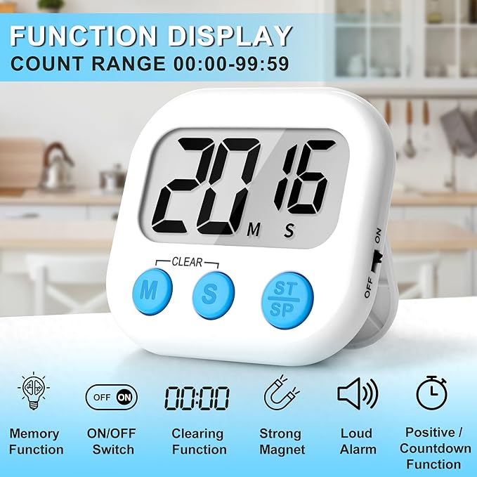 ZILLEEN Classroom Timer for Kids Teachers 2 Pack Digital Timers, White