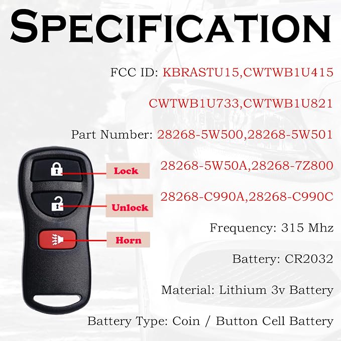 SUPALAND Keyless Entry Remote Control Key Fob Replacement Fits - Image 4