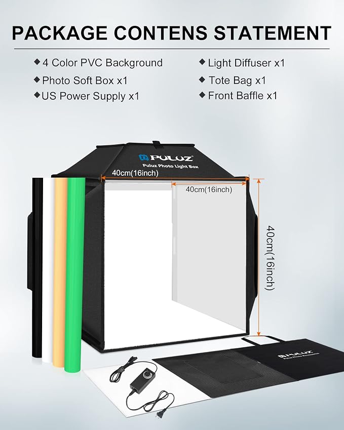 PULUZ Upgraded 16x16 inch Photo Light Box, 480 LEDs Photo Studio Tent Soft Box - Image 7