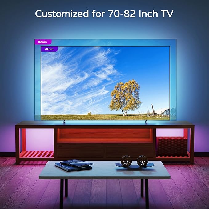 HAMLITE Led Lights for TV 70 75 80 82 Inches, 18Ft USB TV LED Backlight Behind TV Monitor HDTV Wall Work Space Decor -RGB Color Changing Led Strip Lights for Gaming Room Decor, Ambient Lighting