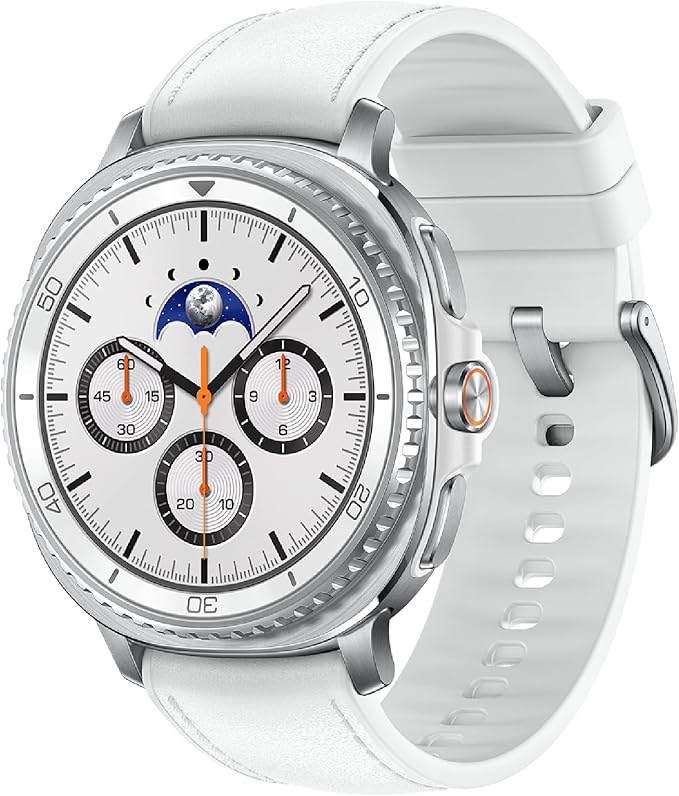 Samsung Galaxy Watch 8 Classic (2025) 46mm Bluetooth Smartwatch, Cushion Design, Rotating Bezel, Quick Button, Sleep Coaching, Running Coach, Energy Score, White [US Version, 2 Yr Warranty]