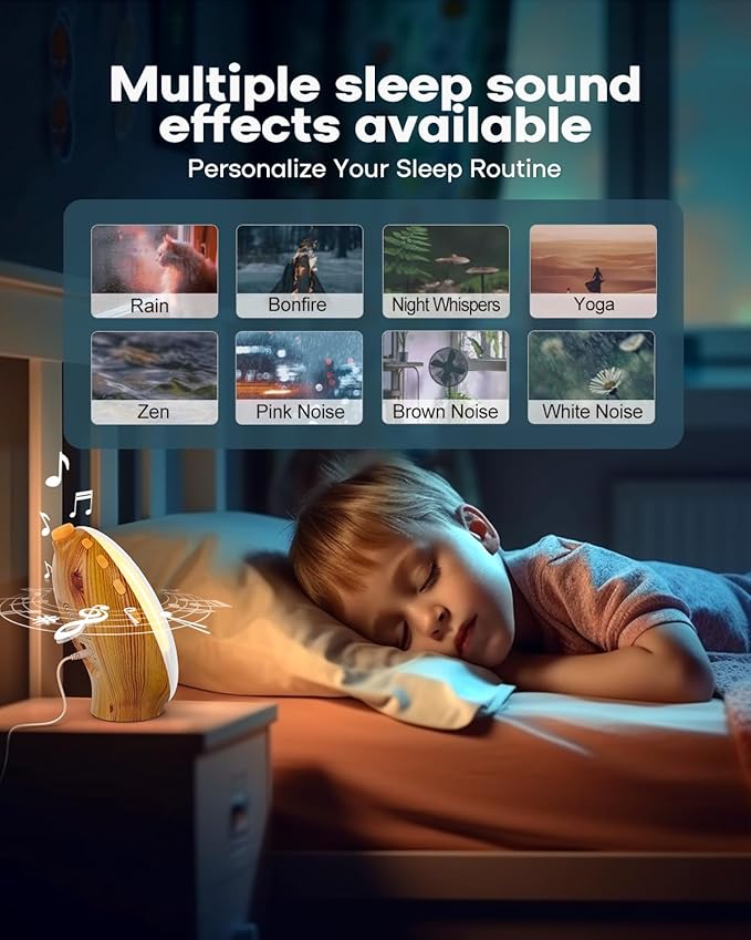 Dekala Sunrise Alarm Clock Wood Grain, FM Radio, Wake up Light Sunlight Sunset Lamp, 7 Nature Sounds, Dual Alarms, Colorful Ambient Lamp, Bedrooms Decor, Snooze for Heavy Sleepers, Kids & Adults
