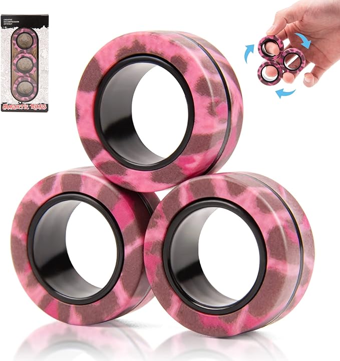 3PCS Magnetic Rings Fidget Toy Set,Adult Fidget Magnets Spinner Rings for Anxiety Relief Therapy, Stocking Stuffers for Adults Men Teens | Gift for Boys Girls Kids