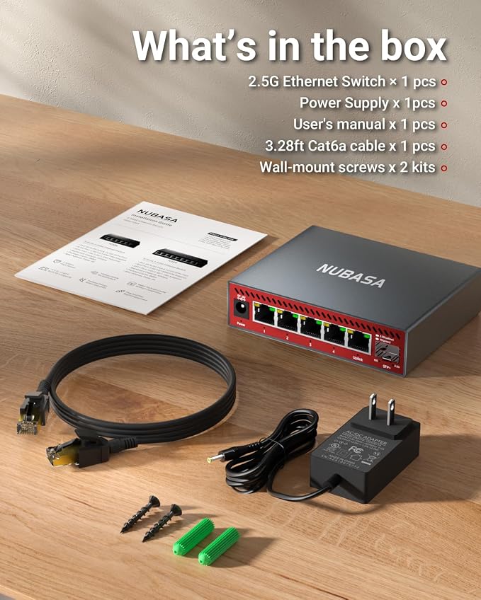 5-Port 2.5Gb Switch with 10Gb SFP+ Port, Less Heat Unmanaged Multigig Ethernet - Image 8