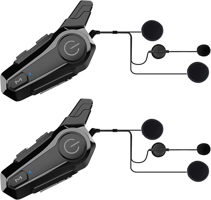 cepkquis Motorcycle Bluetooth Headset Wireless Helmet 2-Way 400M Intercom Headphone with CVC Noise Cancellation Stereo Music IPX6 Waterproof for Half/Open Face Helmet 2 Pack