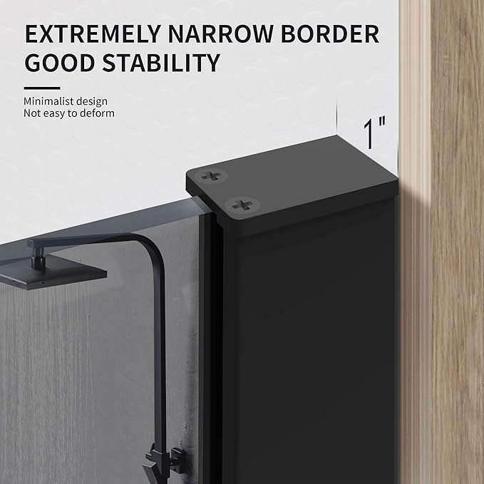 Bathroom Shower Door Screen, 34 in. W x 74 in. H Single Panel Frameless Shower Screen with Tempered Glass, for Bathroom and Bathtub, Smoked Gray Shower Door Screen with Matte Black Rods