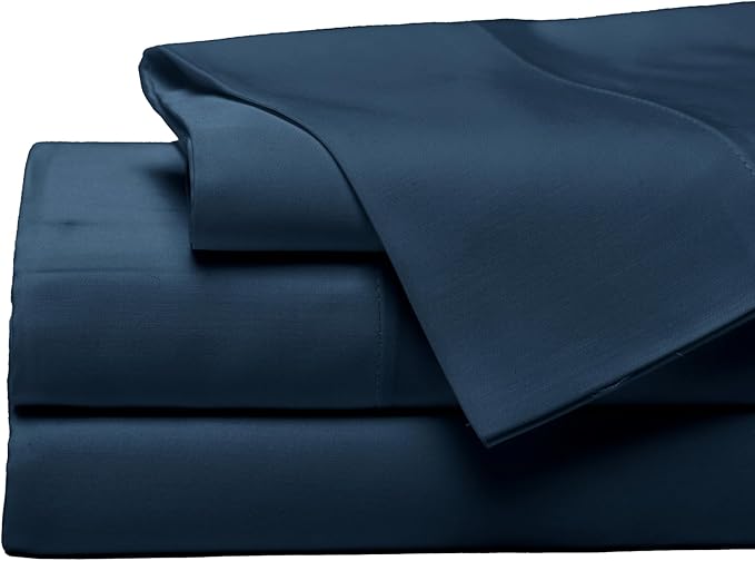 Cozy Earth Luxury Bed Sheet Set - 100% Viscose from Bamboo Fabric, Ultra-Soft & Breathable, Fits Regular & Deep Pocket Mattresses up to 20" - 5 Pieces Split King Sheet Set Pacific Blue