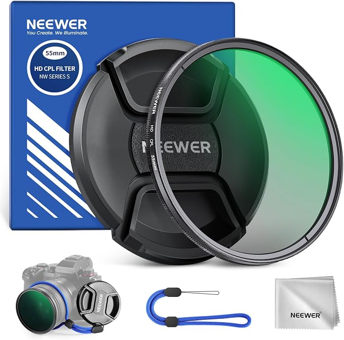 NEEWER 55mm CPL Filter with Lens Cap, Ultra Thin Circular Polarizing Filter by Neewer