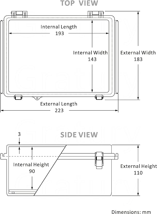 Gratury Junction Box, IP67 Waterproof Plastic Enclosure for Electrical Project, Hinged Transparent Cover, Includes Mounting Plate and Wall Bracket 220×170×110mm (8.6"×6.7"×4.3" TC)