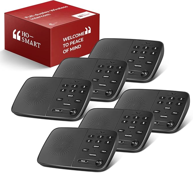 Hosmart Intercoms Wireless for Home UltraSpeak Pro, 2025 Full Duplex Wireless Intercom System for Business, Room to Room Intercom Two Way Real-time Intercom with 1200 Feet Range (6 Packs)