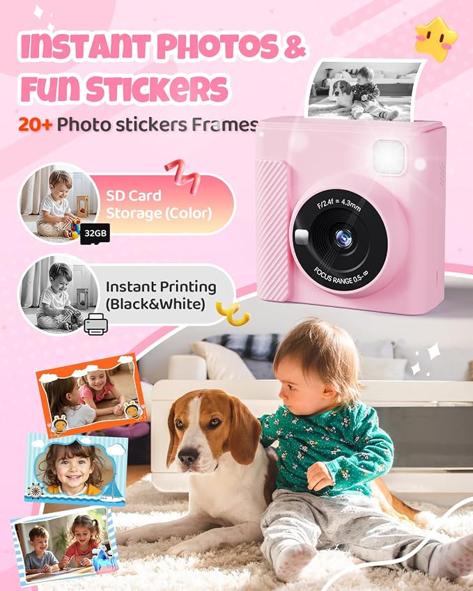 TIATUA Kids Instant Print Camera, Christmas Birthday Gifts - Image 3