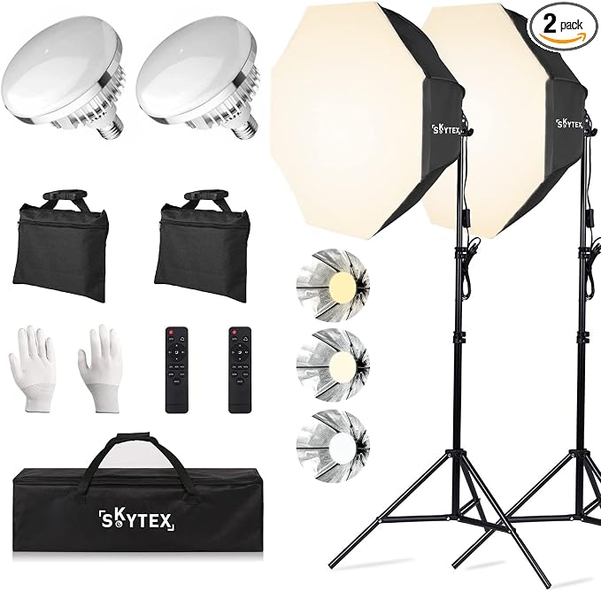 Skytex Softbox Lighting Kit 2pack 20x28in Octa Soft Box|135W 2700-6400K E27 LED by skytex