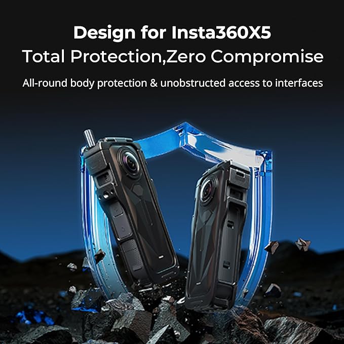 SMALLRIG Cage for Insta360 X5 Accessories, Aluminum Alloy Protective Case for Insta360 x5 with Quick Release, Built-in Cold Shoe Mounts & 1/4" Threads, with Silicone Lens Guard Cap - 5195