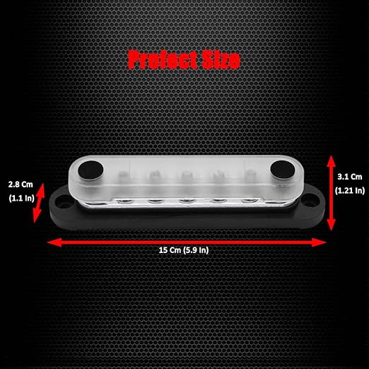 7 x M6 (1/4") Studs Power Distribution Block Bus Bar 12V, Ampper 5.9" HD 150A Marine BusBar Battery Distribution Block W/Cover for Car Boat Solar (Black)
