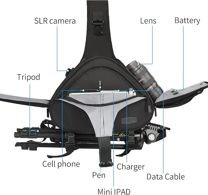 CADeN Camera Bag Sling Shoulder Bag Camera Case Waterproof - Image 2