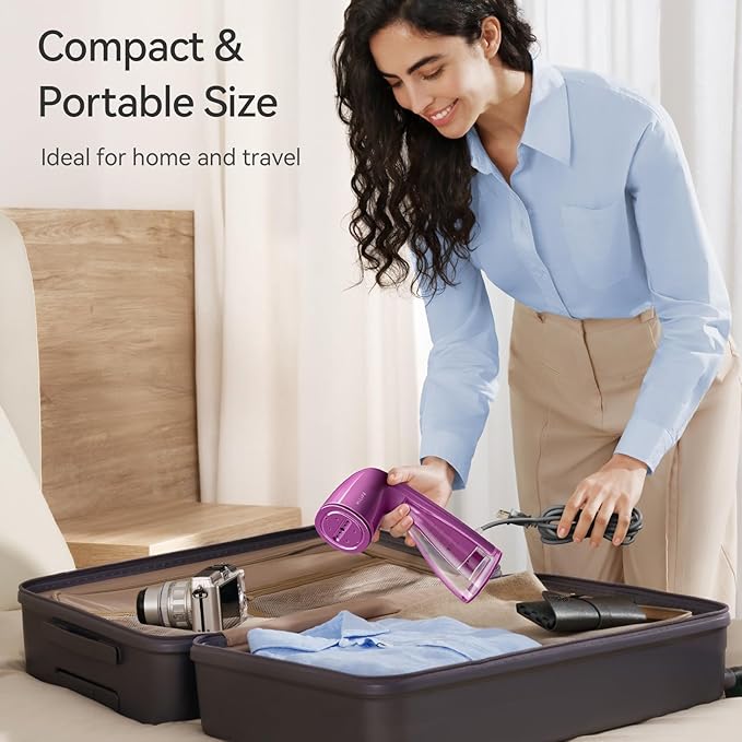 HiLIFE Steamer for Clothes, Portable Handheld Clothing Steamer (91-Orchid Purple)