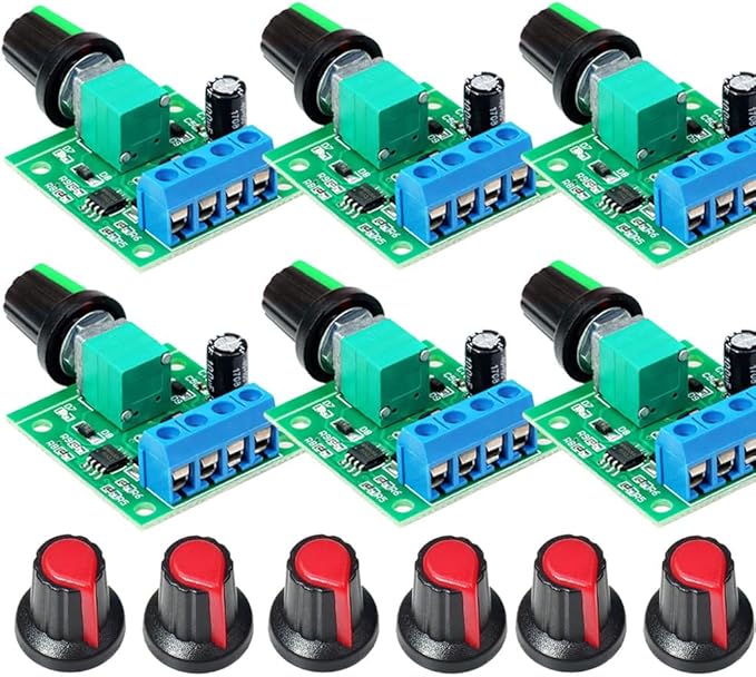 Gebildet 6pcs PWM Low Voltage Motor Speed Controller DC 1.8V/3V/5V/6V/12V 2A 1803BK 1803B Adjustable Driver Switch with Speed Control Knob