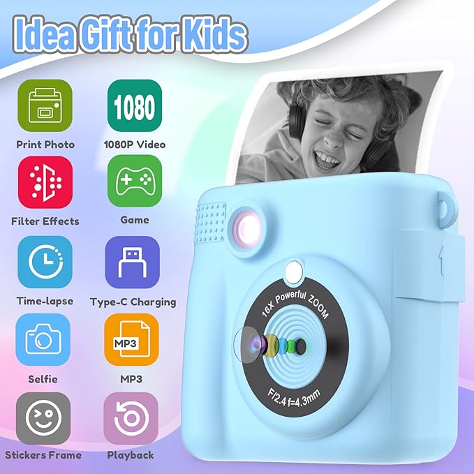 ESOXOFFORE Kids Camera Instant Print, Christmas Birthday Gifts - Image 2