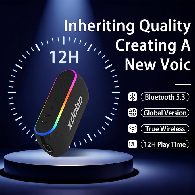 xdobo X8 III Portable Bluetooth Speaker Small Bluetooth Speaker Waterproof: IPX7 Computer Speakers Wireless with RGB Lights for Home/Outdoor/Party/Beach/Birthday Gift