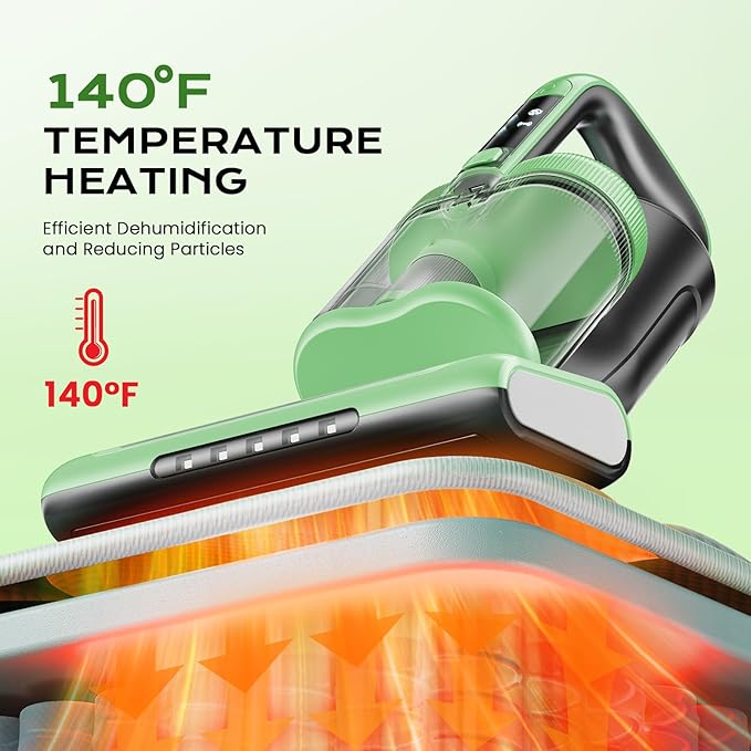 MYUAKO Mattress Vacuum Cleaner Bed Vacuum Versatile Handheld Vacuums with 500W 18Kpa Power Suction & 253.7nm U-V-C Light & Heating Tech & 30000 RPM/Min Brush Roll Rotation Corded