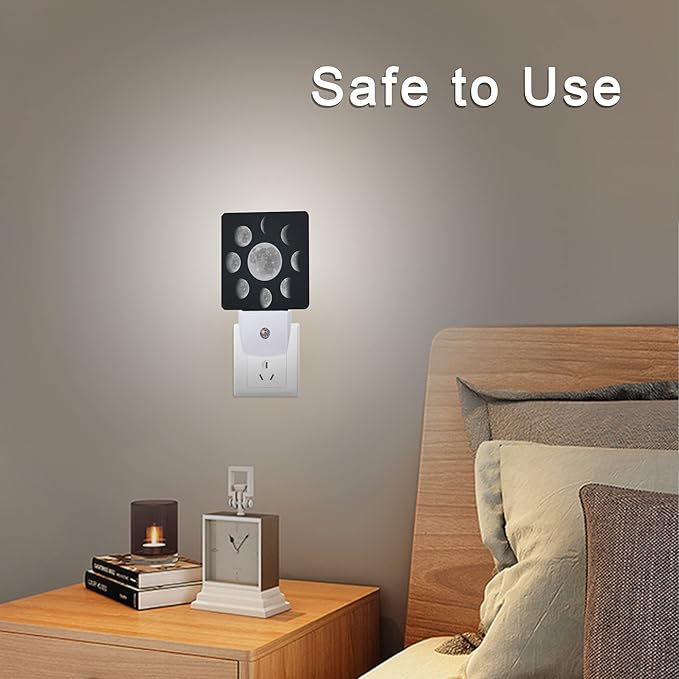 Smoaffly Moon Phases Night Light Plug-in LED Nightlights Auto Sensor Night Lamp Dusk-to-Dawn Lamp Home Decor for Nursery Children Girls Boys