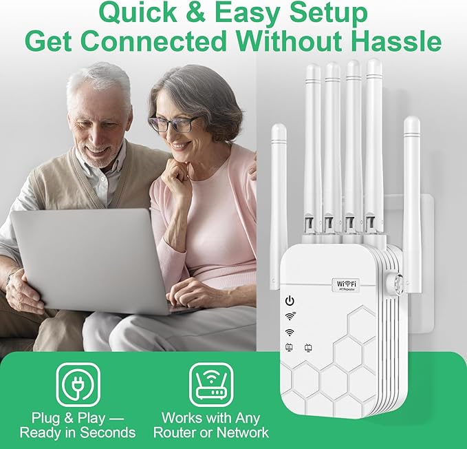 WiFi Extender Signal Booster for Home, AC1900Mbps Dual Band, Covers up to 12880 sq.ft & 105 Devices, New 6X Faster Wireless WiFi Extender with Ethernet Port, WiFi Booster Compatible with All Routers