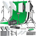 Photography Softboxes Kit with 6.6x10ft Backdrop Stands, 5 Tripod Stands by WEPHOTOJET