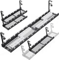 WIGAKDRU 31Inch Extendable Under Desk Cable Management Tray Multi-Model Metal Cable Management Tray Under Desk Cord Management with Clamp Power Strip Cord Holder for Wire Cable Management