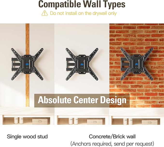 Mounting Dream TV Wall Mount Bracket for Most of 26-55 Inch LED, LCD, OLED and Plasma Flat Screen TV with Full Motion Swivel Articulating Arm up to VESA 400x400mm and 60 lbs, MD2393-MX