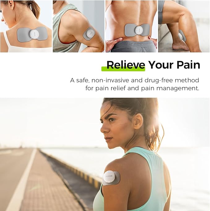 AUVON Wireless 24 Modes TENS Unit Muscle Stimulator for Pain Relief, Smart Rechargeable TENS Machine with Dual Size 6 TENS Pads for Physical Therapy, Pocket-Size TENS Device for Shoulder & Back Pain