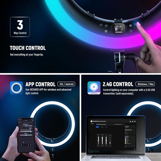 NEEWER 19" RGB LED Ring Light - Image 6