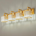 FDPBY Modern Crystal Bathroom Vanity Light 4-Lights Gold Brushed Brass Finish Modern Crystal Wall Lamp Bathroom Vanity Lighting