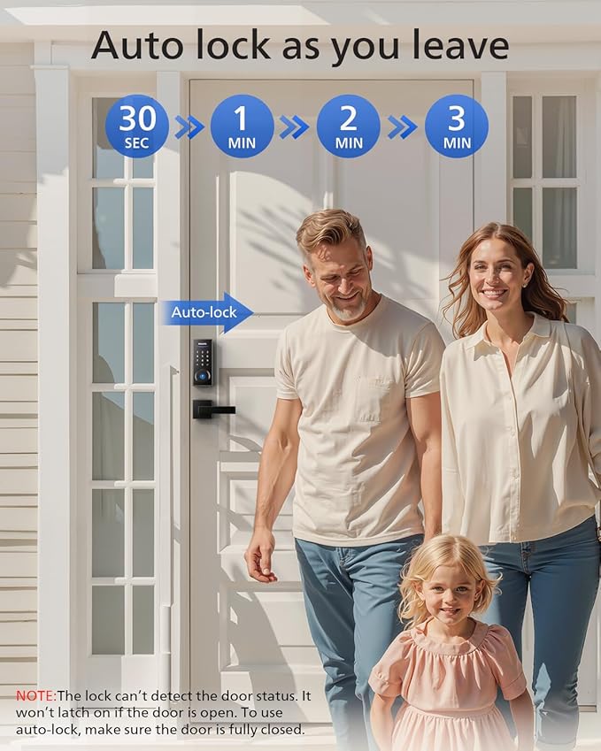 Philips Smart Lock with Handles, Keyless Entry Door Lock Set, Smart Door Lock with 2 Level Handles, Digital Keypad Deadbolt for Front Door, App Fingerprint PIN Code Unlocking, Auto Locking