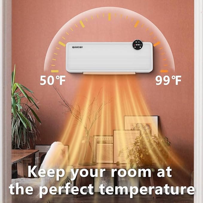 Wall Heater,SAYDSI 1500W Indoor Electric Space Heater for bedroom home room space Up to 1000 sq. ft