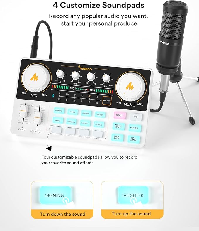 MAONO Podcast Equipment Bundle Audio mixer All-in-One Podcast Production Studio with 3.5mm Microphone for Live Streaming, Podcast Recording, PC, Smartphone, DJ MaonoCaster Lite (AU-AM200-S1)