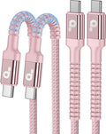 USBC Cable 10FT, 2Pack Long USBC Fast Charging Cable, Nylon Braided USB C to USB C iPhone Charger Cord Compatible with iPhone 17/16/15/Pro Max/Plus/Samsung Galaxy S23/LG and More-Pink