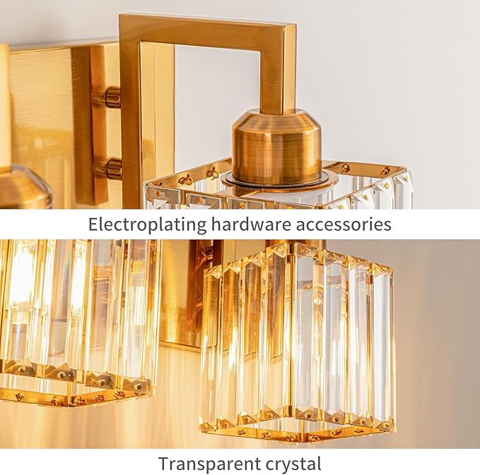 FDPBY Modern Bathroom Vanity Light 5-Lights Chrome Crystal Wall Lamp Bathroom Modern Crystal Vanity Lighting